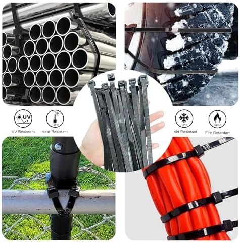 120lb Zip Ties Heavy Duty 15 Inch 100pcs, Large Black Cable Tie Actual 15.7 In, Thick Heat Resistant Zipties, Big Wide Wire Ties, Industrial Tie Wraps for Outdoor Use