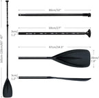 SUP Paddle - 3-Piece Adjustable Aluminium SUP Paddle with Glass Fiber Blade for Surfing, Floating, Water Sports