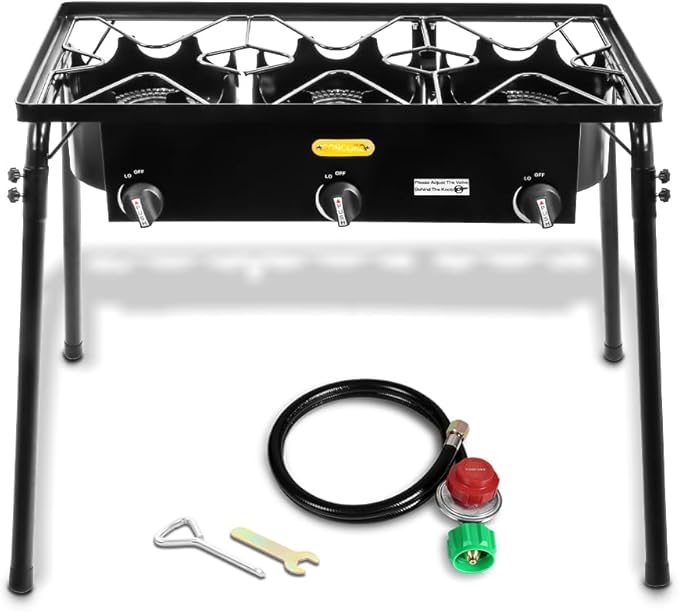 Concord Triple Burner Outdoor Propane Stove Cooker w/Regulator, 3 Burner Stove Brewing Supply