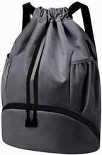 Hoedia Sports Drawstring Backpack - String Swim Gym Bag with Shoes Compartment and Wet Proof Pocket for Women/Men (Dark Grey)