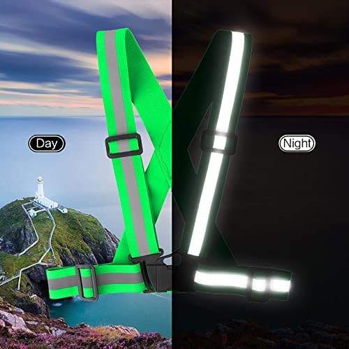 Running Reflective Vest Gear 3 Pack, Adjustable Safety Vest High Visible Reflective Belt Straps Night Walking Vest