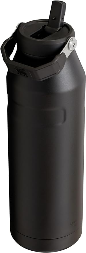 Stanley IceFlow Flip Straw 2.0 Water Bottle 50 OZ | Built-In Straw with Larger Opening | Lightweight & Leak-Resistant | Insulated Stainless Steel | BPA-Free | Black 2.0