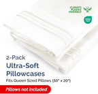 Queen Pillow Cases Set of 2 - Ultra Soft Hotel Quality Pillowcase Covers - Comfy Bedding for Women, Men, Kids and Teens - Machine Washable Pillow Protectors - 2 Pieces Set - Queen Size Antique White