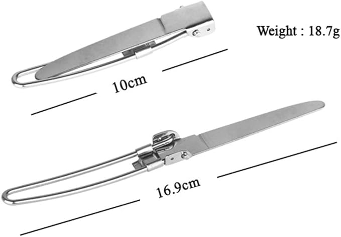 Camp Flatware Sets - Stainless Steel Spoon Fork Knife & Nylon Storage Bag - Foldable + Locking Handle - Ultralight Utensils for Backpacking/Hiking/Camping - 3oz