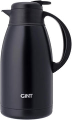 GiNT Stainless Steel Thermal Coffee Carafe, Double Walled Vacuum Water and Beverage Dispenser, 12 Hour Heat Retention, 65 OZ /1.9 Liter Black