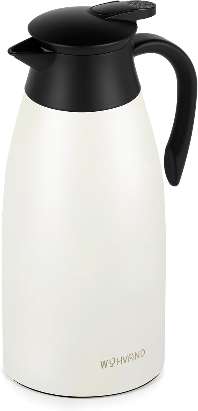 68 Oz Thermal Coffee Carafe, Stainless Steel Insulated Vacuum coffee crafts to keep coffee hot, 2 Liter Tea Water Coffee and Beverage Dispenser (Cream)