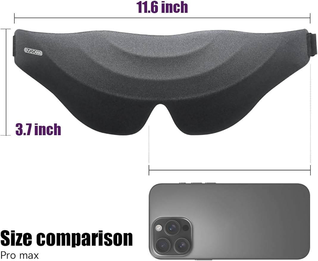 Sleep Eye Mask for Men Women, EVA BELLE Light Blocking Sleeping Mask for Side Sleeper, 3D Contoured Cup Night Blindfold, Lash Extensions 3D Sleeping Mask with Adjustable Strap for Travel, Night & Nap