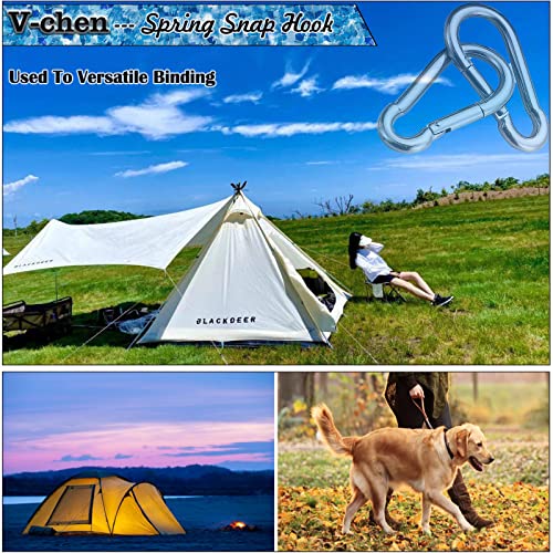 Carabiner 4 Inch Spring Snap Hook, 770LBS Holding Capacity Spring Clips Link Buckle for Hammock, Heavy Duty Steel Carabiner Clip 20pcs M10 3/8'' for Hammock Swing Fitness Camping Hiking