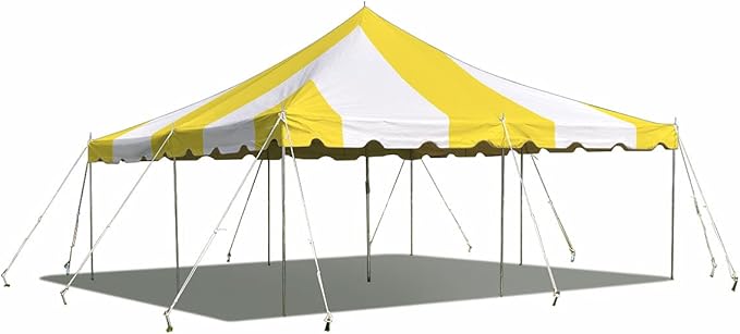 Party Tents Direct 20'x20' Weekender Standard Canopy Pole Tent - Easy Up Canopy Tent with 80 Person Capacity - Outdoor Canopies for Parties, Weddings, & Events (Yellow/White Top)