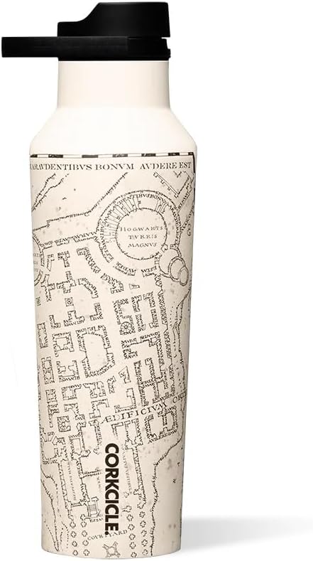 Corkcicle Harry Potter Sport Canteen - Insulated Stainless Steel Water Bottle - Compact & Travel-Friendly - Durable - BPA Free - Non-Slip Silicone Base - Easy Grip - 20 oz - Marauder's Map