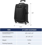 Travelpro Maxlite 5 Softside Expandable Luggage with 4 Spinner Wheels, Lightweight Suitcase, Men and Women, Slate Green, Carry-on 21-Inch
