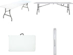 COSCO Fold-in-Half Banquet Table w/Handle, 8ft, White