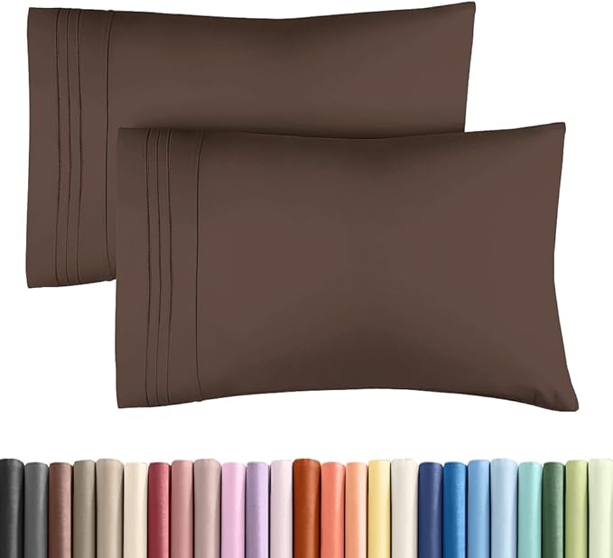 King Standard Pillow Cases Set of 2 - Soft Hotel Quality Pillowcase Covers - Comfy Bedding for Women, Men, Kids & Teens - Machine Washable Pillow Protectors - 2 Piece Set - King Standard Size Brown
