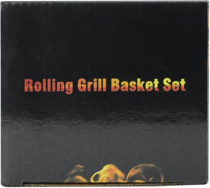 Rolling Grill Basket, Removable Wooden Handle, 304 Stainless Steel, Nesting Grilling Tools, Smoker BBQ Accessories for Vegetable, Outdoor Cooking Camping, Birthday Gifts for Men Dad Husband