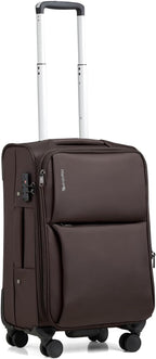 Hanke Softside Expandable 20 Inch Carry On Luggage with Wheels Airline Approved, TSA Luggage Lightweight Rolling Suitcases for Travel Carry On Bag(Coffee)