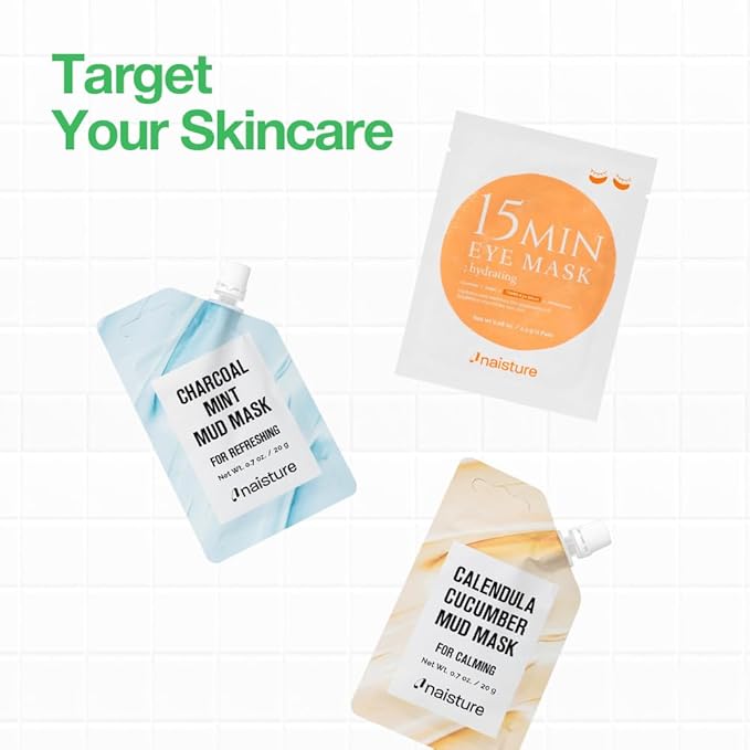 Naisture 15 Min Rescue Me Kit Skincare Gift Set for Skincare Lovers– All-in-One Bundle with Face, Eye, & Mud Masks, Complete Self-Care Kit (6 pcs)