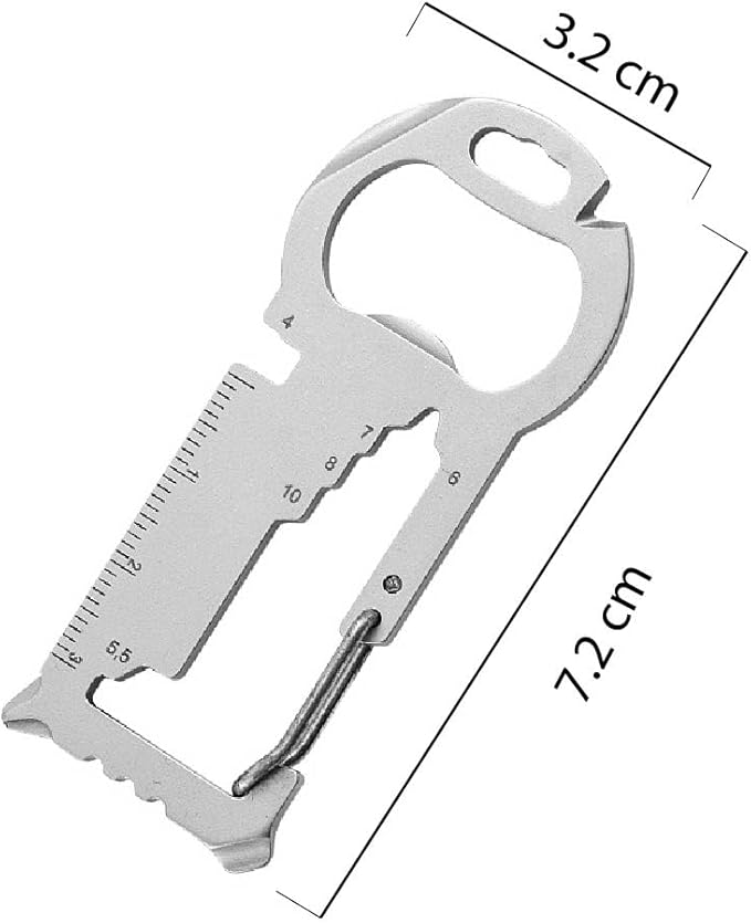 15-in-1 Multi-Tool Keychain – Stainless Steel Pocket Survival Card with Bottle Opener Keychain, Wrench, Ruler – Compact Keychain Multitool for Men,Gift for Dad