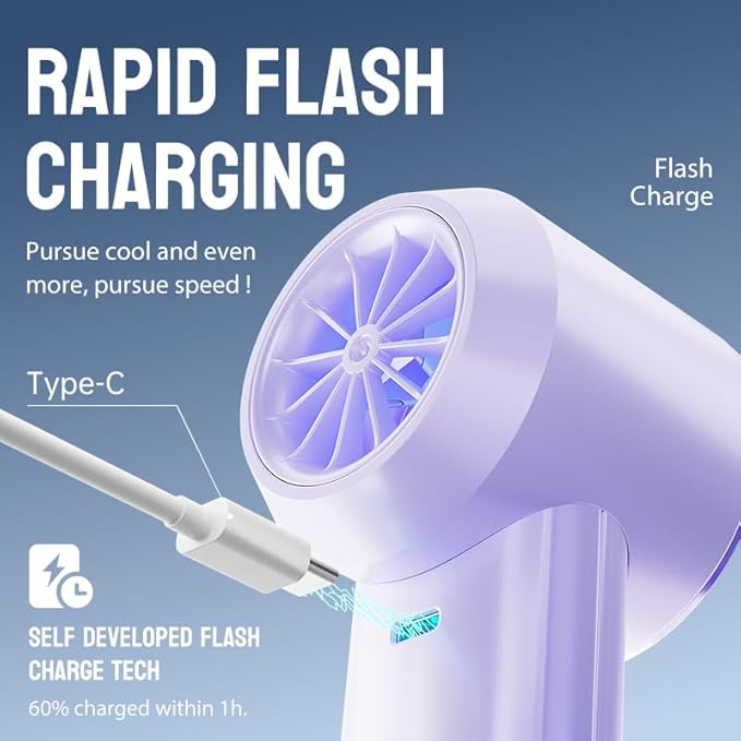 Mini Turbo Jet Fan: Portable Small Pocket Handheld Personal Rechargeable Battery Operated USB Charger Keeping Cool In Hot Weather For Travel Beach(purple)