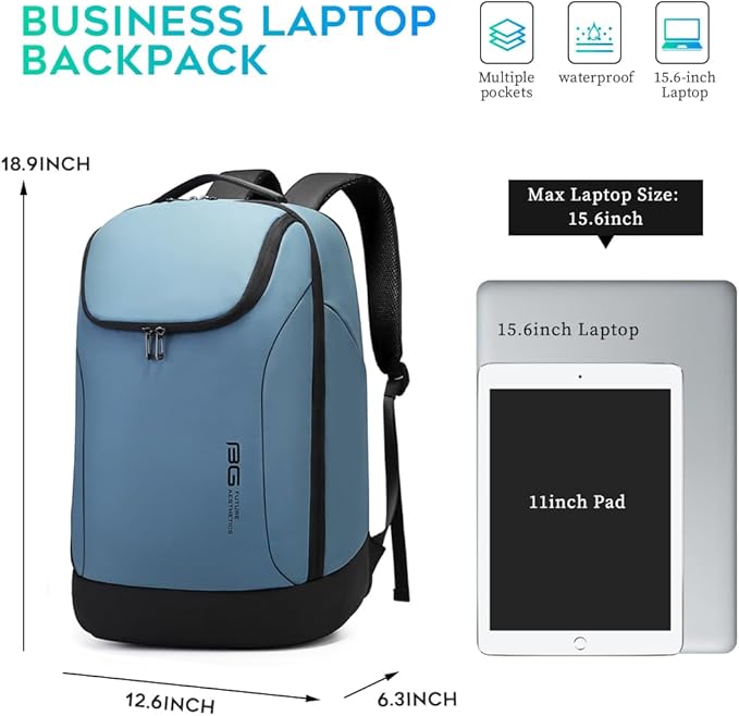 FUTURE AESTHETICS Business Smart Backpack Waterproof for women,men,Fight Approved Durable Backpack suitable as overnight and travel backpack (Light blue)