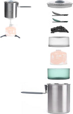 Fire Maple Antarcti Duo Cook Set | 1.2L Stainless Steel Camping Cookware Set | Foldable Camp Mess Kit with Utensils | Outdoor Camping Pot (Canister NOT Included)