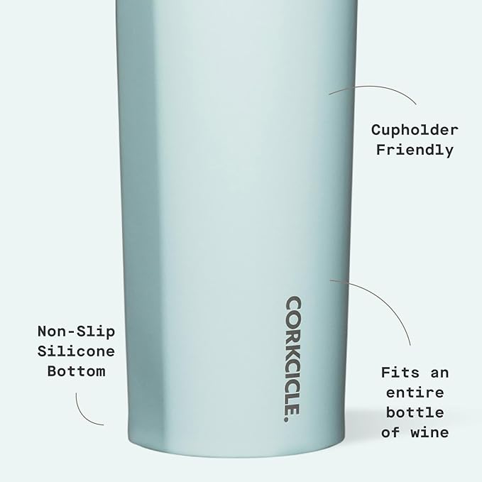 Corkcicle Classic Canteen Insulated Water Bottle - Stainless Steel Reusable Tumbler - Triple Insulated - Keeps Drinks Cold 25 Hours or Hot 12 Hours - Cupholder Friendly - Gloss Powder Blue - 25 oz
