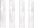 4Pcs 0.34 oz Airless Travel Pump Bottles - 3.7×0.7 inch Refillable Clear Cosmetic Containers Leak‑Resistant for Lotion Shampoo Serum（Spray+Lotion）