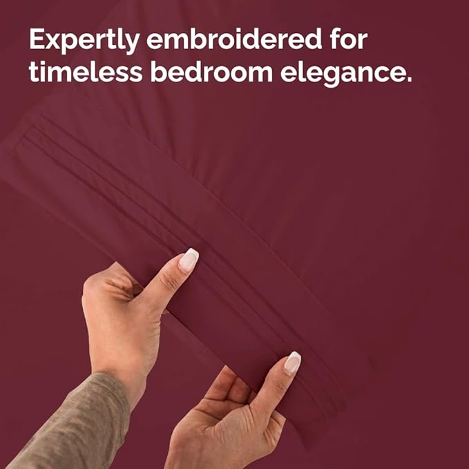 Pillowcases - Ultra Soft Hotel Quality Pillowcase Covers - Comfy, Cozy & Wrinkle Free - Shrinkage and Fade Resistant - Machine Washable Pillow Protectors - (King, Burgundy, 4 Piece Set)
