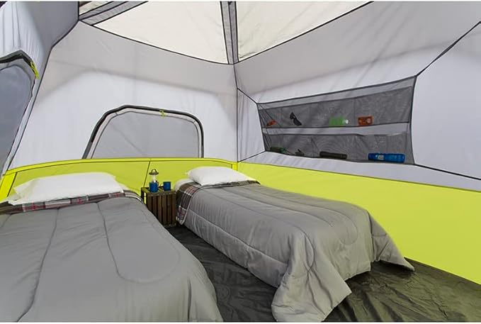 CORE Instant Cabin Tents | 6 Person / 9 Person / 10 Person / 12 Person Family Cabin Multi Room Pop Up Tents Car Camping | Included Storage Pockets for Camping Accessories