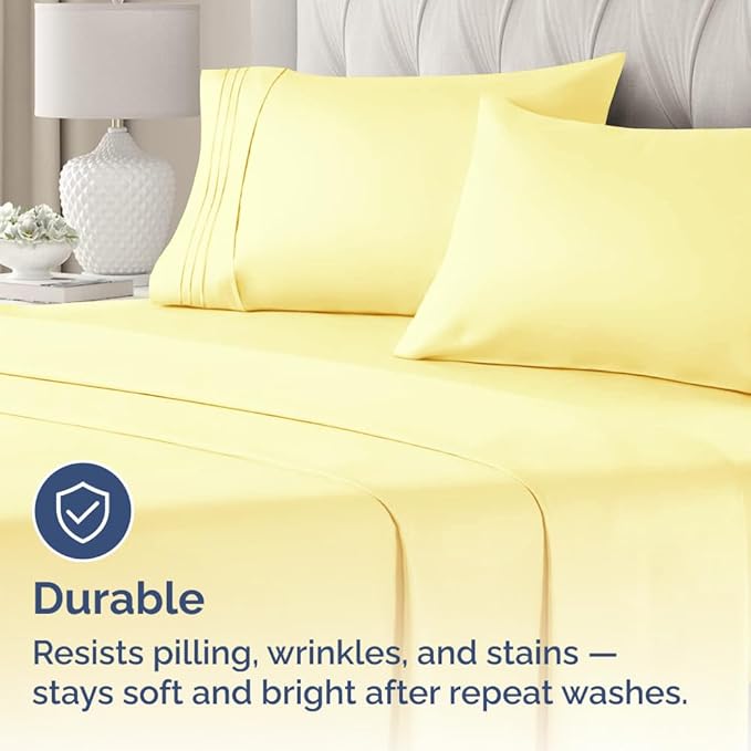 King Pillow Cases Set of 2 - Ultra Soft Hotel Quality Pillowcase Covers - Comfortable Cozy Bedding for Women, Men, Kids & Teens - Machine Washable Pillow Protectors - 2 Pieces Set - King Size Yellow