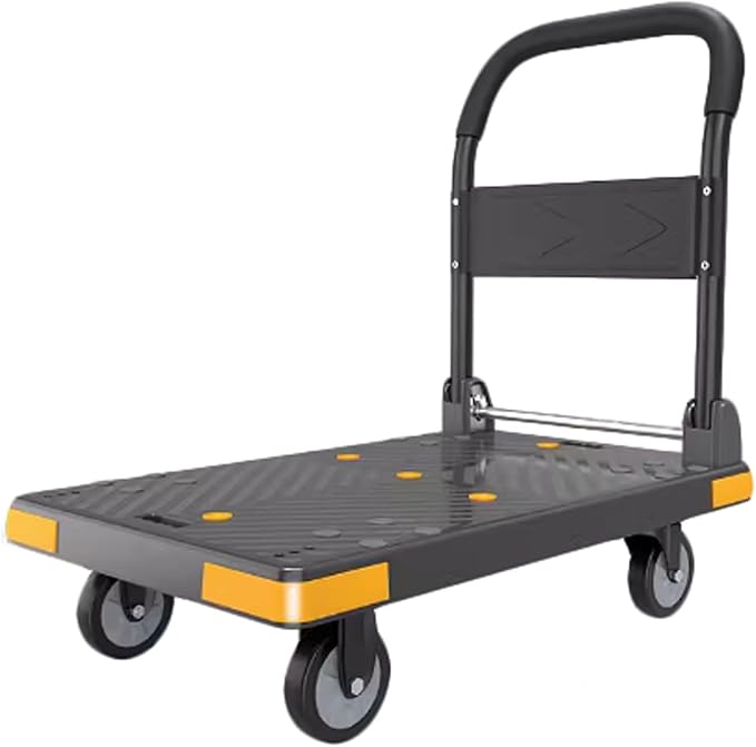 Folding Hand Truck, Platform Cart, Flatbed n with Swivel Wheels, Moving Cart for Office and Home Use, Versatile Utili Trolley
