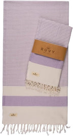 Ruvy Home Basics 2 Pack Turkish Beach Towels – Oversized Quick-Dry Bath Towels (40 x 72 Inches) – 100% Cotton Large Towels for Pool, Yoga, Travel, Camping Essentials, and Bathroom Decor - Lavender