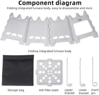 Titanium Wood Stove New Upgrade - Foldable Multi-Fuel Alcohol Stove Ultra-light and compact stove, quicker to install, no splicing required, suitable for backpacking, camping and survival