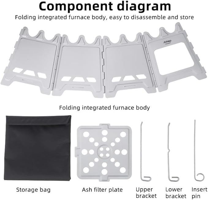 Titanium Wood Stove New Upgrade - Foldable Multi-Fuel Alcohol Stove Ultra-light and compact stove, quicker to install, no splicing required, suitable for backpacking, camping and survival