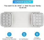 1 Pack LED Emergency Lighting Fixture with 2 LED Heads-Hardwired Adjustable White Commercial Emergency Lights with Battery Backup for Power Failure