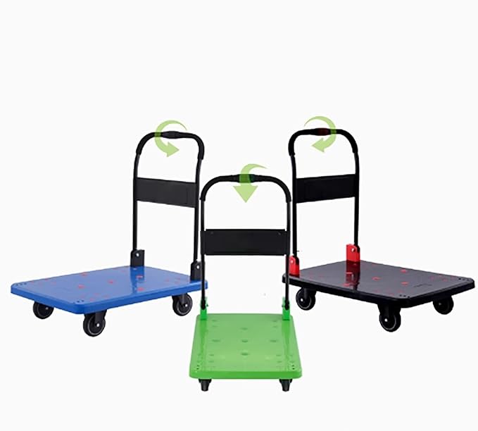 Portable Folding Hand Truck Cart with 360° Swivel Wheels Ideal for Moving Luggage & Warehouse Use Compact and Lightweight (Blue Small)
