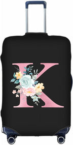 K Alphabet Design Custom Travel Luggage Cover Tag Set TSA Approved Vintage Letter Print Suitcase Protector Men Women (M 22-25 Inch Luggage)