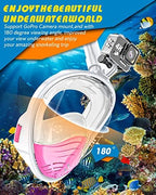 QingSong Full Face Snorkel Mask for Adults, Snorkeling Gear with Camera Mount, 180 Degree Panoramic View Snorkel Set Anti-Fog Anti-Leak