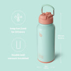 BOTTLE BOTTLE 32oz Insulated Water Bottle Stainless Steel Sport Water Bottle with Straw Dual-use Lid Design for Gym with Pill Box