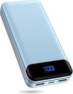 Portable Charger Power Bank 40000mAh Powerbank PD 30W and QC 4.0 Fast Charging External Battery Pack with USB-C LED 3 Outputs & 2 Inputs Portable Charging for iPhone 15 14 13 (Blue)