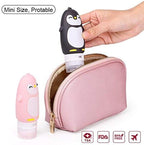 AUTENS Leakproof Silicone Travel Bottles Accessories Set,3oz (90ml) 4 Pack Refillable Cute Penguin Travel Containers for Shampoo,Lotion Sunscreen ect. - TSA Approved & BPA Free