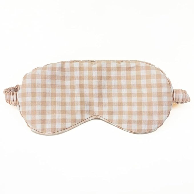 Sleep Mask Linen Eye Mask with Elastic Band,Comfort Sleeping Shade for Nighttime Sleeping, Traveling & Napping,Side Sleeper Eye Cover Cooling with Travel Bag Gift Package(Gingham)