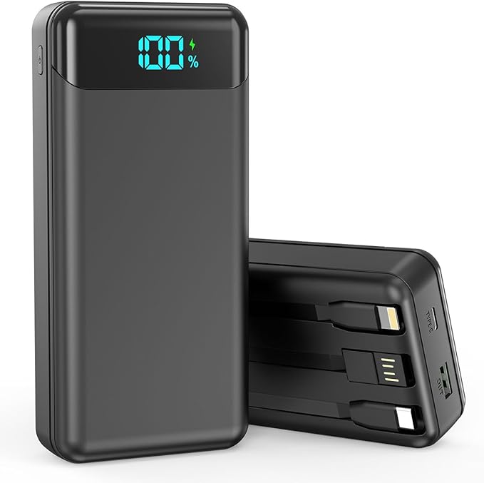 Portable Charger 40000mAh Power Bank - PD 22.5W Fast Charging Battery Pack, Built-in Cable Phone Charger 4 Output 3 Input, Compatible with iPhone 16 15 14 13 Android Samsung, Travel Camping Essential