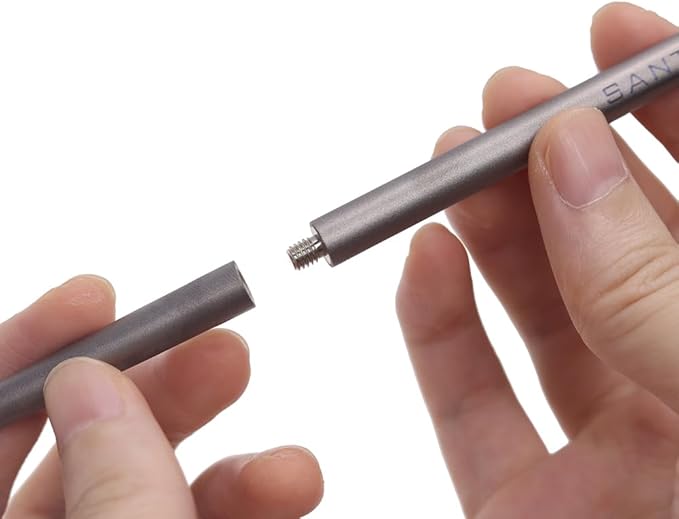 SANTTA Compact Titanium Collapsible Chopsticks and Spoon Utensil Set with Carry Bag and Carabiner for Camping, Hiking, Backpacking and Travelling