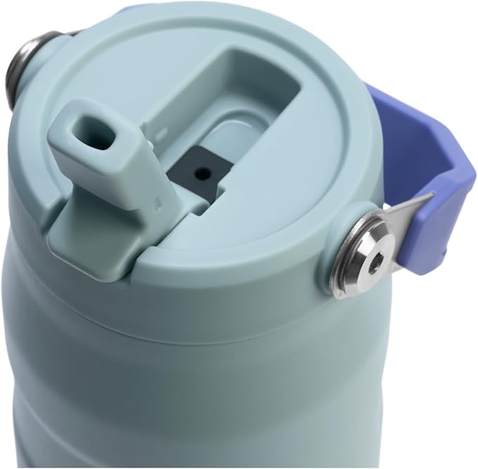 Stanley IceFlow Flip Straw 2.0 Water Bottle 24 oz | Built-In Straw for Travel and Sports | Lightweight and Leak Resistant | Insulated Stainless Steel | BPA-Free | Blue Cactus