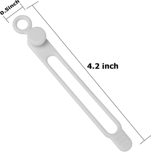 16Pcs Silicone Cable Straps Wire Organizer for Bundling Earphone, Phone Charger, Computer Cords, Reusable Cable Ties Cord Organizer in Home,Office,Kitchen,School(White)
