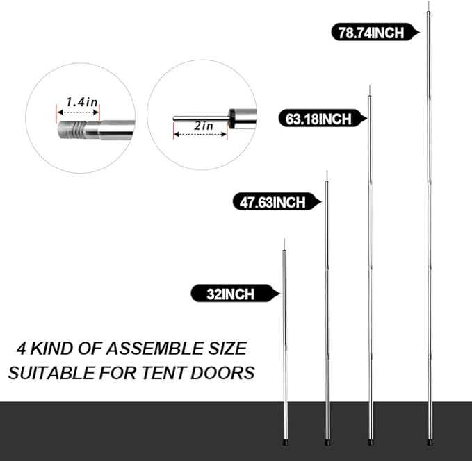 SAN Got Nomad 6.6' Telescoping Tent Poles Set of 2 - Rooftop Tents, Canopy & Awning Poles