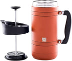 BaseCamp Coffee Press - Double Wall Insulated Stainless Steel - Bru-Stop Technology, No Grounds in Coffee, No Spill Lid (Red Rock, 48 fl.oz)