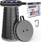 ALEVMOOM Telescoping Stool with Cushion, Portable Telescoping More Sturdy Capacity 440Ib,Collapsible Retractable Adjustable Folding Stool for Garden Hiking Fishing BBQ