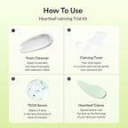 Abib Heartleaf Calming Trial Kit (Heartleaf foam 1.01 fl oz, Calming toner 1.01 fl oz, TECA capsule serum 0.50 , cream 0.67 fl oz)