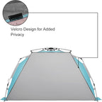 Oileus XX-Large Pop Up Beach Tent Sun Shelter for 5-6 Person Portable Sun Shade Instant Tent for Beach with Carrying Bag, Stakes, 6 Sand Pockets, Anti UV for Fishing Hiking Camping Sky Blue